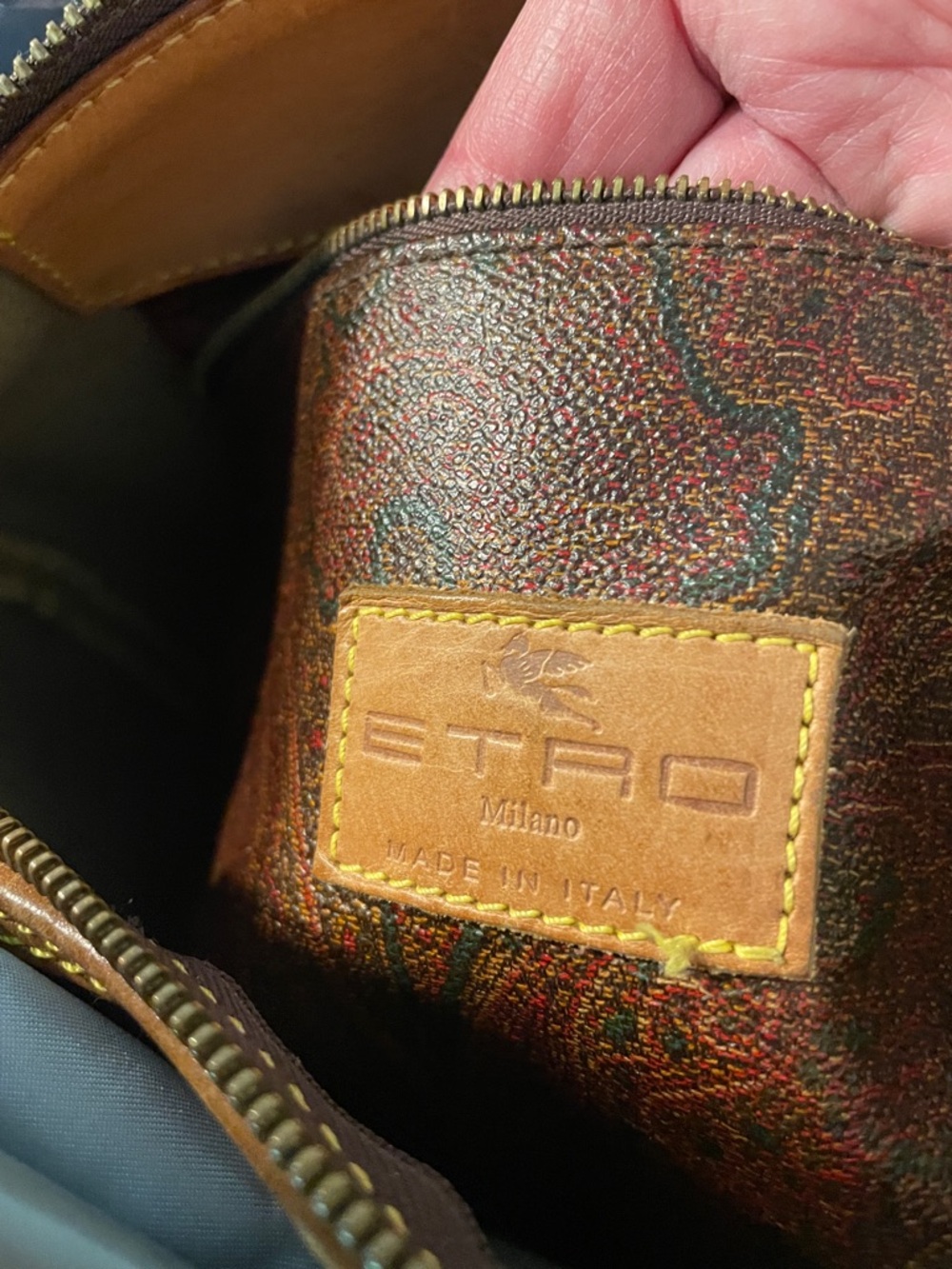 SOLD!!! Etro Brown Paisley Leather Satchel with Tan Trim EUC (900-1500 value) - Picture 16 of 17